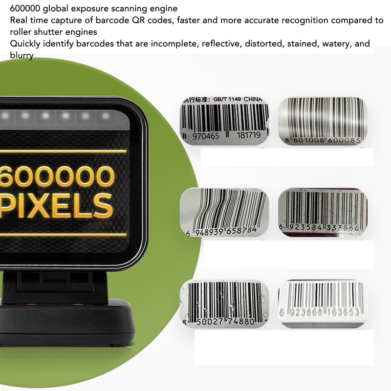 Desktop Barcode Scanner High Scanning Speed Large Window 1D 2D