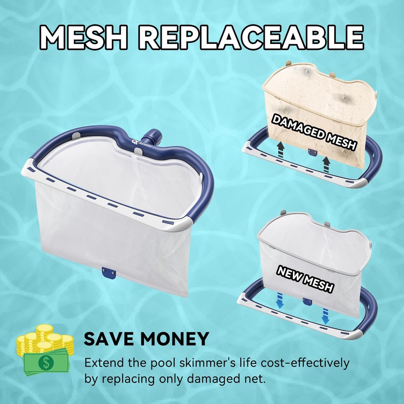 Ainkter Removable and Replaceable Debris Net Bag Pool Skimmer Net