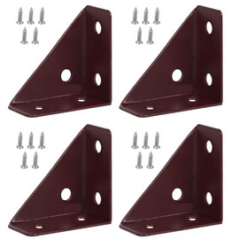 Corner Brackets 66mm x 66mm 90 Angle Triangle Corner Braces Metal Shelf Bracket Bed Support Connector with Screws for Cabinet Desk Bed Brown 4 Pack