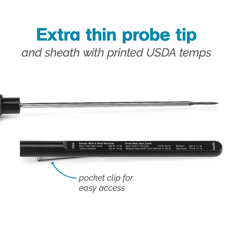 Polder Pivoting Screen Instant Read Thermometer, Black