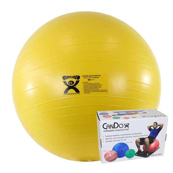 CanDo Abs Inflatable Ball, Yellow, 17.7 Inch