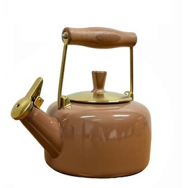 Chantal SVEN Enamel-on-Steel Whistling Teakettle with WALNUT Wood Handle and Knob, 1.4 quarts (Café Mocha)