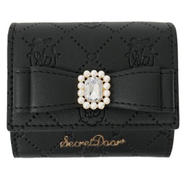 Reborn Company Wallet, Trifold Wallet, Compact, Mini Wallet, Women's, Ribbon, Box Coin (Black)