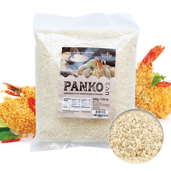 Fusion Select 7 Oz Panko Bread Crumbs - Japanese-Style Toasted Vegan Panko Breadcrumbs for Breading, Frying, Baking - For Fried Chicken & Pork, Baked Pasta, Roasted Vegetables, Tonkatsu