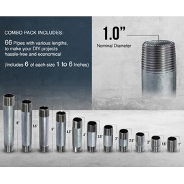 Supply Giant NPGA1200 Type B Assortment of 66 Galvanized Nipples with a Diameter of a 1/2"