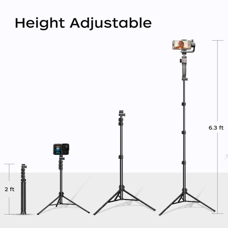 6.3ft Adjustable Tripod Stand for gimbals,phones,cameras, Extendable Height with Phone