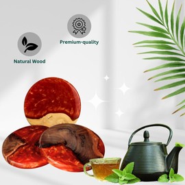 Avocrafts Drink Coaster Set, Wooden Absorbent Coasters, Epoxy Resin Coaster for Coffee Table, Tabletop Protection Decor (Coral)