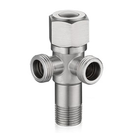 1 Stück Eckventil 1/2 Zoll, Universal Eckventil mit 2 Abgängen Wasseranschluss Eckventile Wasserventil Edelstahl Doppelventil für Wandgewinde 1/2