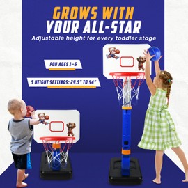 Keen Force Toddler Basketball Hoop - Blue, Adjustable Height Poolside, Mini Basketball Hoop, Swimming Pool Basketball Toy, Indoor/Outdoor, Perfect for Gift Boys Girls