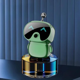 Robot Intelligent Aromatherapy Machine, Smart Cute Robot Car Air Freshener, Fine Spray/Fillable/Four-Gear Adjustment/Vibration Sensing/On-Off/Large Capacity Long-Lasting Fragrance/V1 (Green, Gardenia)