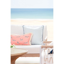 Hofdeco Premium Hofdeco Premium Tropical Patio Indoor Outdoor Lumbar Pillow Cover Only, 12"x20" Water Resistant for Backyard, Couch, Pink Leopard Fringe