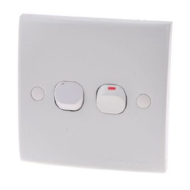 IIVVERR White Square 2 Gang On/Off Press Button Type Wall Switch Plate 10A 250V (Cuadrado 2 Interruptor de encendido/apagado Presione el tipo de botón Placa de interruptor de pared 10A 250V