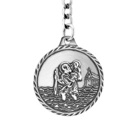 Sterll Mens Key Pendant St Christopher Christopher Christopher Talisman Silver 925 Oxidised Gift Box Men Gifts, silver