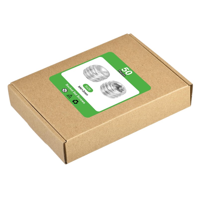 uxcell Socket Set Screws,50Pcs M4x3mm Metric - 304 Stainless Steel
