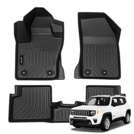 Jenofa-Floor Mats for Jeep Renegade 2015-2023 Floor Liner Waterproof All Weather Car Mats Custom Fit Jeep Renegade Durable TPE Rubber Mat for 2015-2023 Renegade Accessories Black