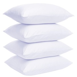 GOLD TEXTILES White Throw Pillows Insert (Pack of 4) Polyester Sham Stuffer Throw Pillow - Lightweight Square Indoor Decorative Pillows - Bed and Cushion Couch Pillows (4, 12 X 20)