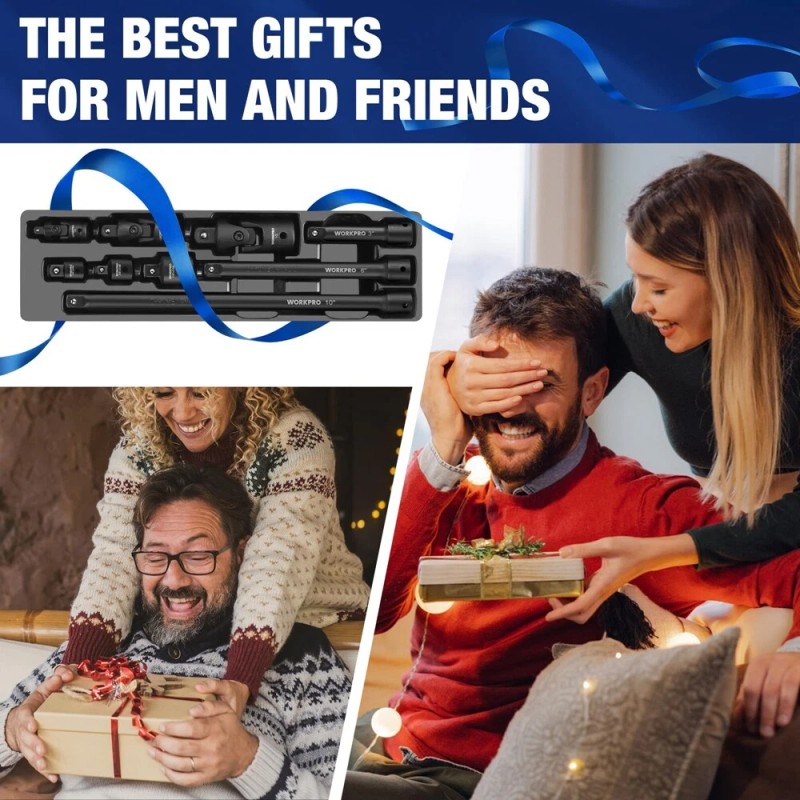 WORKPRO 9PCS Socket Accessory Set Chrome Vanadium Steel w/Black Phosphate