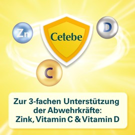 CETEBE CETEBE Abwehr plus - Nahrungsergänzungsmittel zur dreifachen Unterstützung der Abwehrkräfte mit ZEITPERLEN - Vitamin C, Vitamin D und Zink - 1 x 60 Kapseln