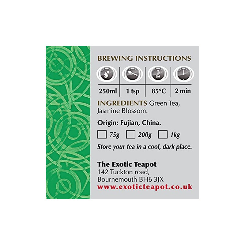 The Exotic Teapot - Supreme Jasmine Pearls Tea, 75g Tin,