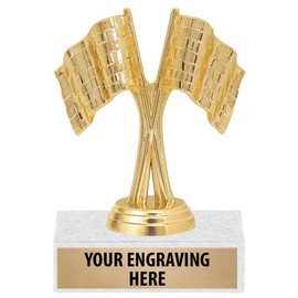 Crown Awards 5.25" Gold Crossed Flags Racing Trophies - Custom Race Flags Trophy Award 20 Pack