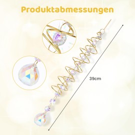 Sun Catcher Wind Chime with View of Ball Spiral Tail, Wind Chimes for Outdoor Hanging with Seven Chakra Beads, Window Hanging for Outdoor Garden Decoration (Gold)