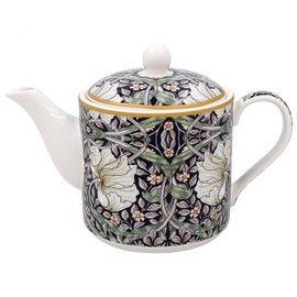 Lesser & Pavey William Morris Midnight Pimpernel Teapot - Lovely Floral Navy and White Design Ceramic Tea Pot Gift Idea