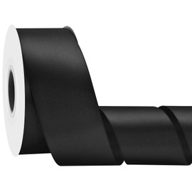 Simplegoal Double Face Black Satin Ribbon 1-1/2 Inch X 50 Yards Polyester Ribbons for Gift Wrapping Fabric Ribbon for Crafts Flower Bouquet Hair Arts Wedding Party Decoration