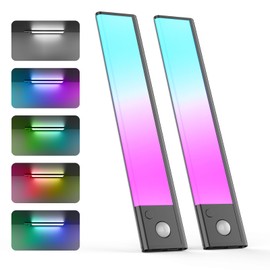 Rossetta Under Cabinet Lights, Wireless Rechargeable Motion Sensor Light Indoor, 47 LED Lights RGB Under Cabinet Lighting, Battery Operated Closet Lights for Kitchen Closet Stairs Hallway Silver