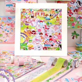 DIY 3D Fun Mini Amusement Park Scene Stickers Set Make Your Own Mini Animal Playground Photo Frame Cute Craft Landscaping Scrapbook Tape Stickers for Relief Stress Pass The Time