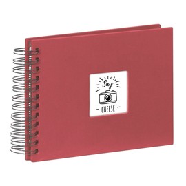Hama Fine Art photo album, 50 black pages (25 sheets), spiral bound album 24 x 17 cm, with cut-out window, burgundy