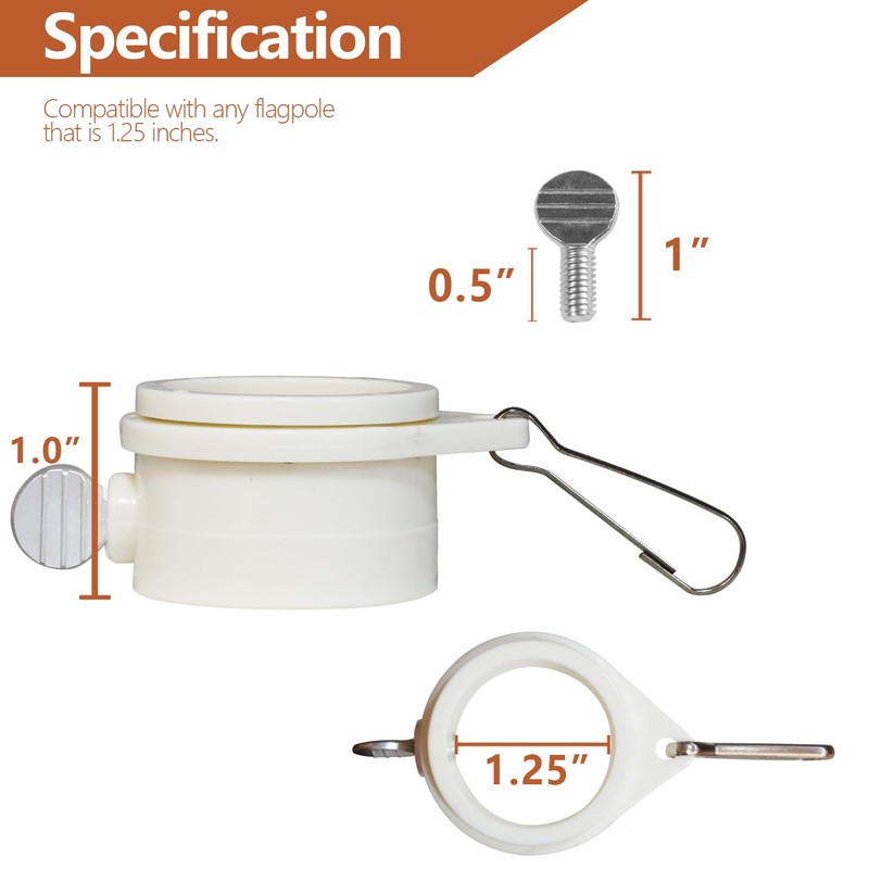 Anley 1.25" Plastic Flagpole Mounting Rings Set - Anti Wrap