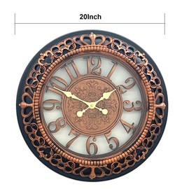 ANDSTAR 20 Inch Wall Clock Retro Farmhouse Easy to Read Wall Clocks Art Distressed Old-Fashioned Silent Wall Clock Large Retro Rustic Country Decorative for Kitchen Living Room Bedroom(Antique Copper