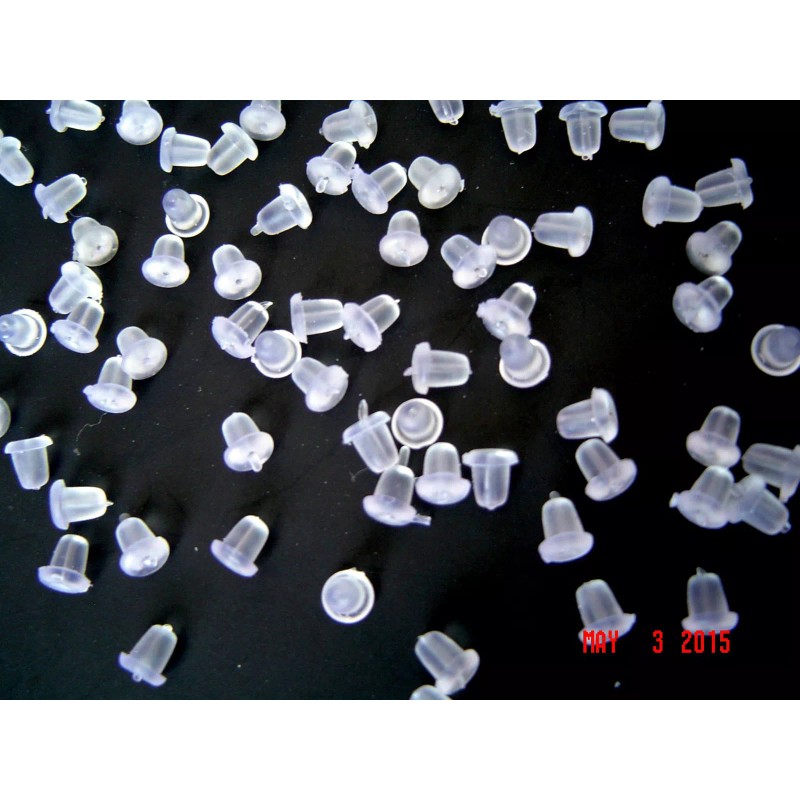 (50 Qty.) PLASTIC RUBBER ( SILICONE ) EARRING BACK STOPPER