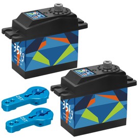 RCENJOY 2 Pieces RC Digital Servo, 35KG Steel Gear Servo High Torque Servo with 25T Servo Arm for 1/12 1/10 RC Crawler Car Robot Boat, Geometric Pattern