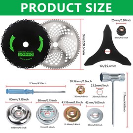 9" x 36 Teeth Carbide Tipped Blades & 9" x20T Carbon Steel Round Chainsaw Tooth Brush Blades 10" x 3 Teeth Carbon Blades with Universal Adapter Kit fit for Brush Cutter Trimmer Weed Eater