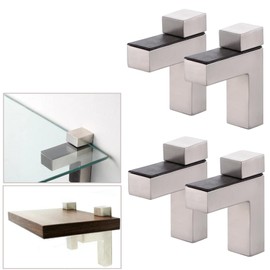 AWEN 4pcs Solid Metal Adjustable Wood/Glass Shelf Bracket Wall Mount, Brushed Nickel