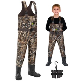 TIDEWE Chest Waders for Toddler & Children, Neoprene Waterproof Insulated Hunting & Fishing Youth Waders for Boy and Girl, Cleated Bootfoot Kids Wader, Next Camo Evos (Size 89)