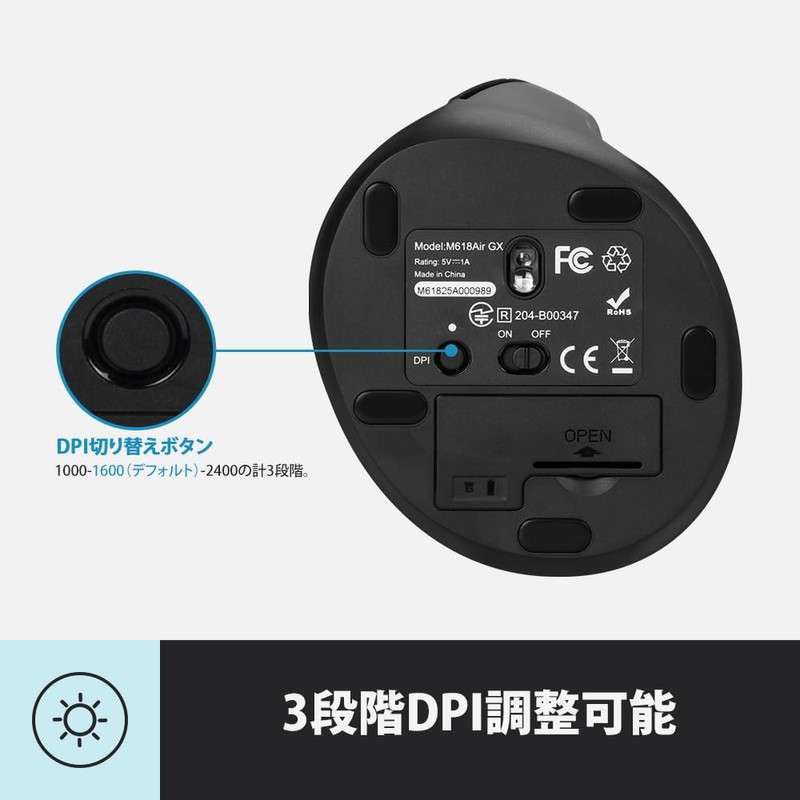DELUX Wireless Ergonomic Mouse for Small Hands 2.4G 75g Lightweight