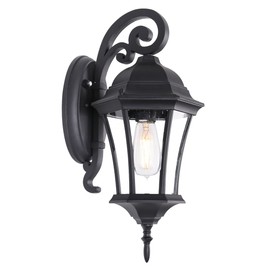 GOALPLUS Dusk to Dawn Wall Light for Porch, Black Exterior Door Wall Lantern with Photocell Sensor, Large Outside Wall Sconce with Clear Seeded Glass