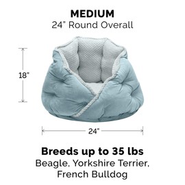 Furhaven Pet Bed for Cats and Small Dogs - Minky Plush and Velvet Wraparound Calming Hug Bed, Washable, Aquamarine, 24-Inch