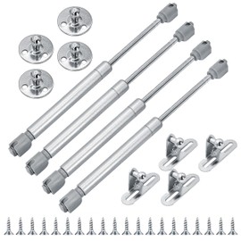 Stolmet Gas Lift Gas Spring 120N Set of 4 Complete Set with Fasteners Furniture Damper for Cabinet Doors Gas Spring Steel Plastic Grey