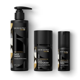 MANSCAPED Skin Ultra Daily Regimen - Esenciales Para El Cuidado De La Piel Masculina Con Limpiador Facial, Hidratante Facial Y Sérum Iluminador Formulado Con Un Complejo De Ceramidas Para Limpiar, Exf