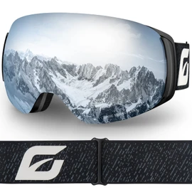 EMSINA A1 Ski Goggles Men,Ski Goggles Women.Anti-Fog/Scratch 100% UV-Magnetic Lens-Snowboard Snow Goggles Men Women Adult & Junior(S3-Black Frame/Revo silver Lens Vlt 14%) Adult