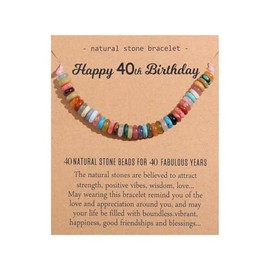 A-yeite 40th Birthday Gift for Women Her, Colorful Healing Crystal Beads Adjustable Bracelet 40th Happy Birthday Gifts for Daughter Wife Mom Sister Niece Friends Aunt
