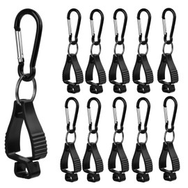 Emperoch 10 Pcs Glove Clips, Black Plastic Work Safety Clip, Non Slip Gloves Clip Holder with Metal Belt Clip, Glove Clamp Grabber Holder for Construction Worker Guard Labor Helmet Towels Gloves Masks