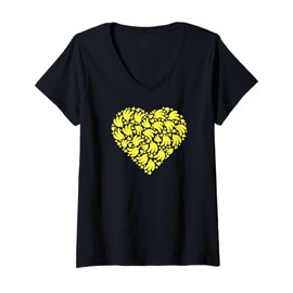 Womens Colorful Cute Hearts Shape Silhouette Lover - Fruit Banana V-Neck T-Shirt