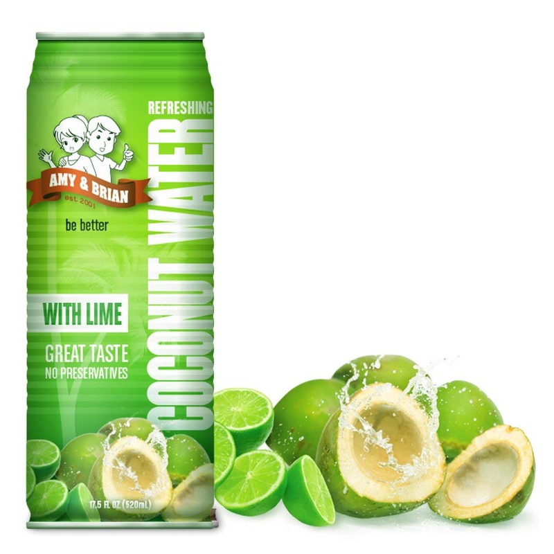 Amy & Brian Coconut Water, Can Lime, 17.5 Fl Oz