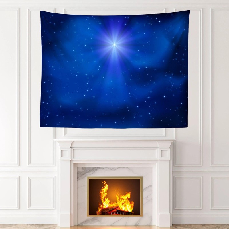 Corfoto Blue Starry Night Sky Backdrop Fabric - Star of