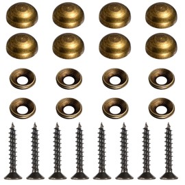 Mabor 8 Set Decorative Screws with Caps, Brass Bronze Upholstery Tacks Self Tapping Screws for Furnitures Cabinet Mirrors Fixing Repairing Mirror Fixing Screw Fastener with Decorative Covers