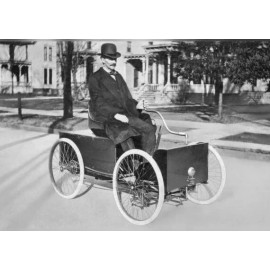 Vintage Reproduction Photo Henry Ford in the first car he ever built, 1896